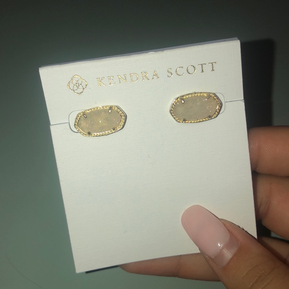 KendraScott EllieGoldStud Earrings IridescentDruzy - Picture 2 of 4